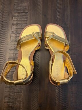 Franco Sarto Gold Crisscross Ankle-Strap Sandals